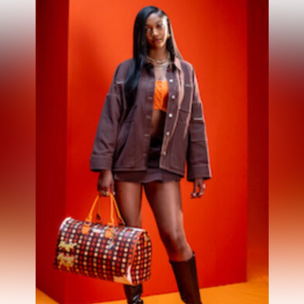 Stylish Brown Checkered Travel Bag